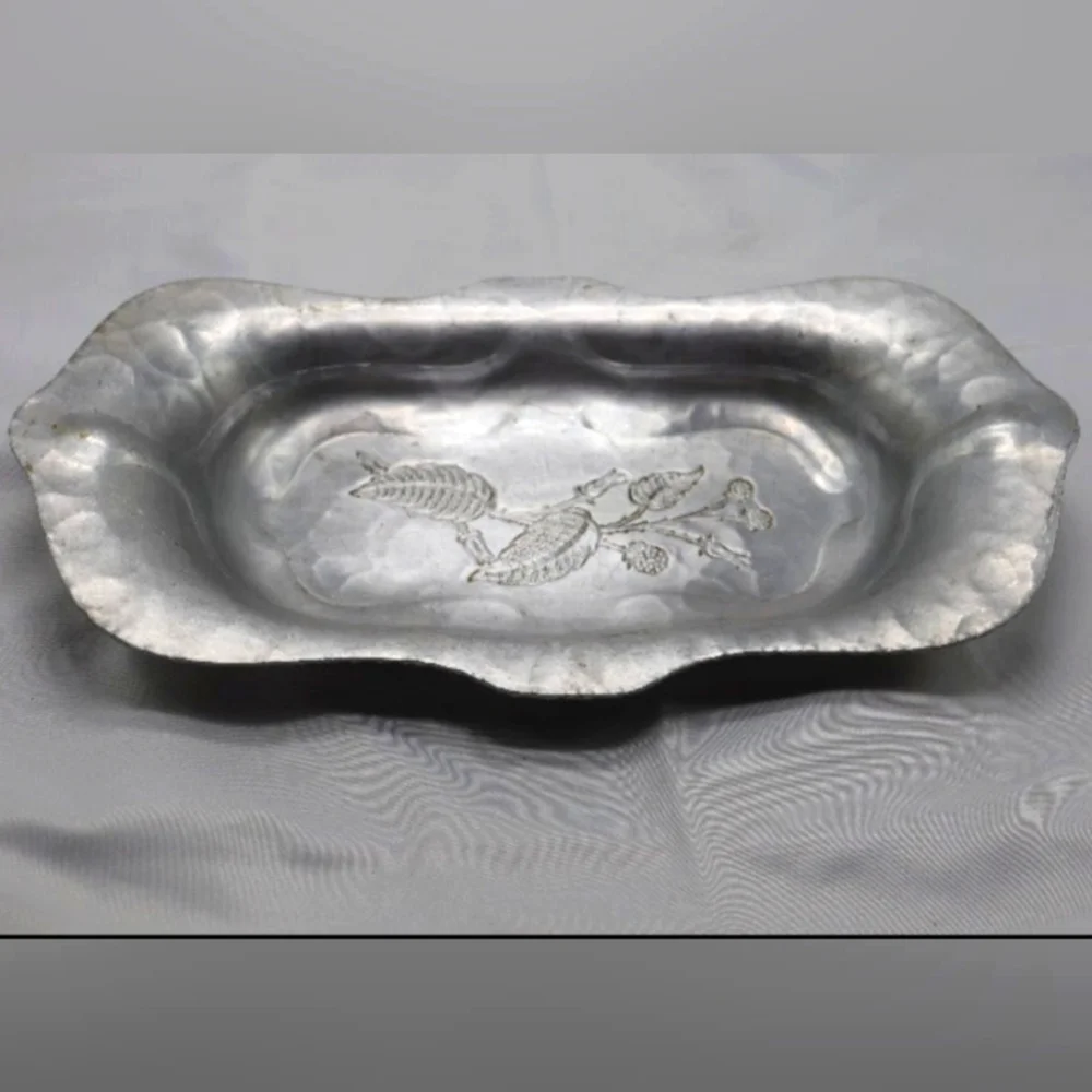Vintage Wrought Farberware Metal Aluminum Serving Tray 13.25